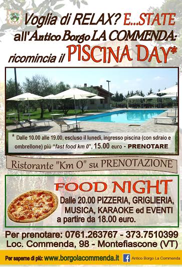 (Italiano) Voglia d’estate? c’è chi, sfida il clima “fuori stagione”  ed inaugura nel week end il suo “Piscina Day & Pizza Night”.